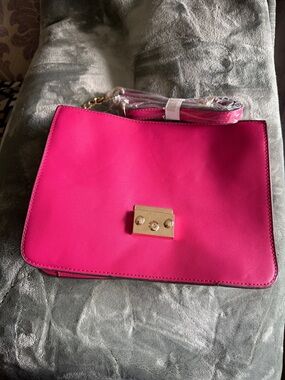 IMAN Hot Pink Crossbody with Gold-Tone Lock